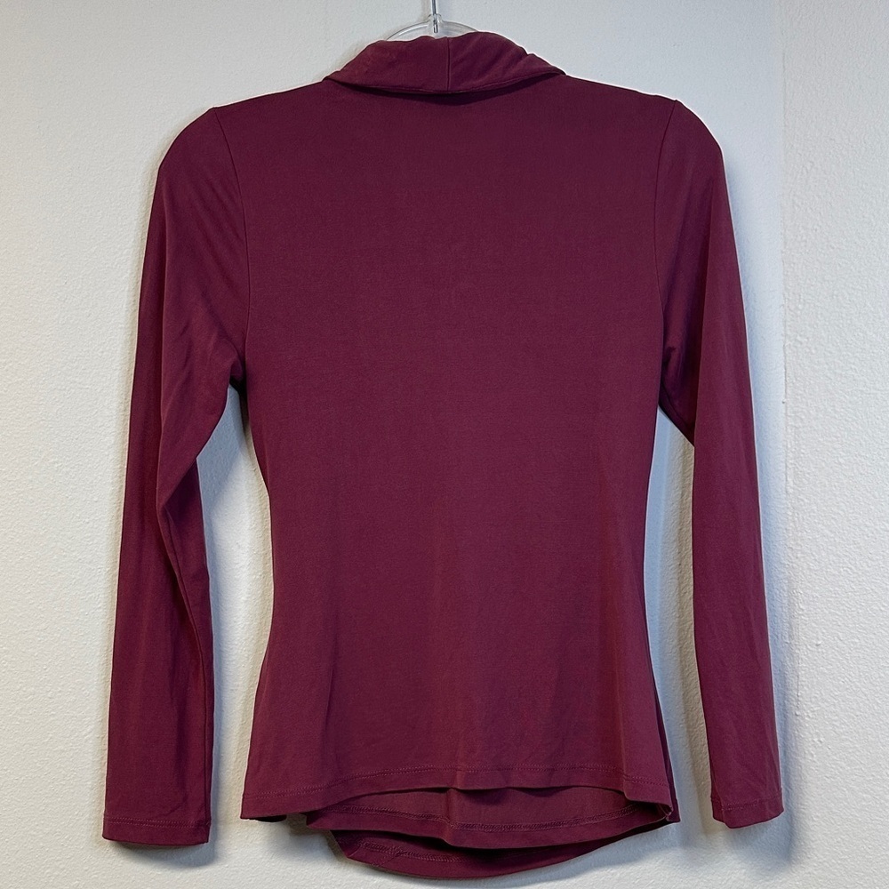 Tahari Burgundy Draped Faux Wrap Blouse Women's Size S EUC - Picture 4 of 4